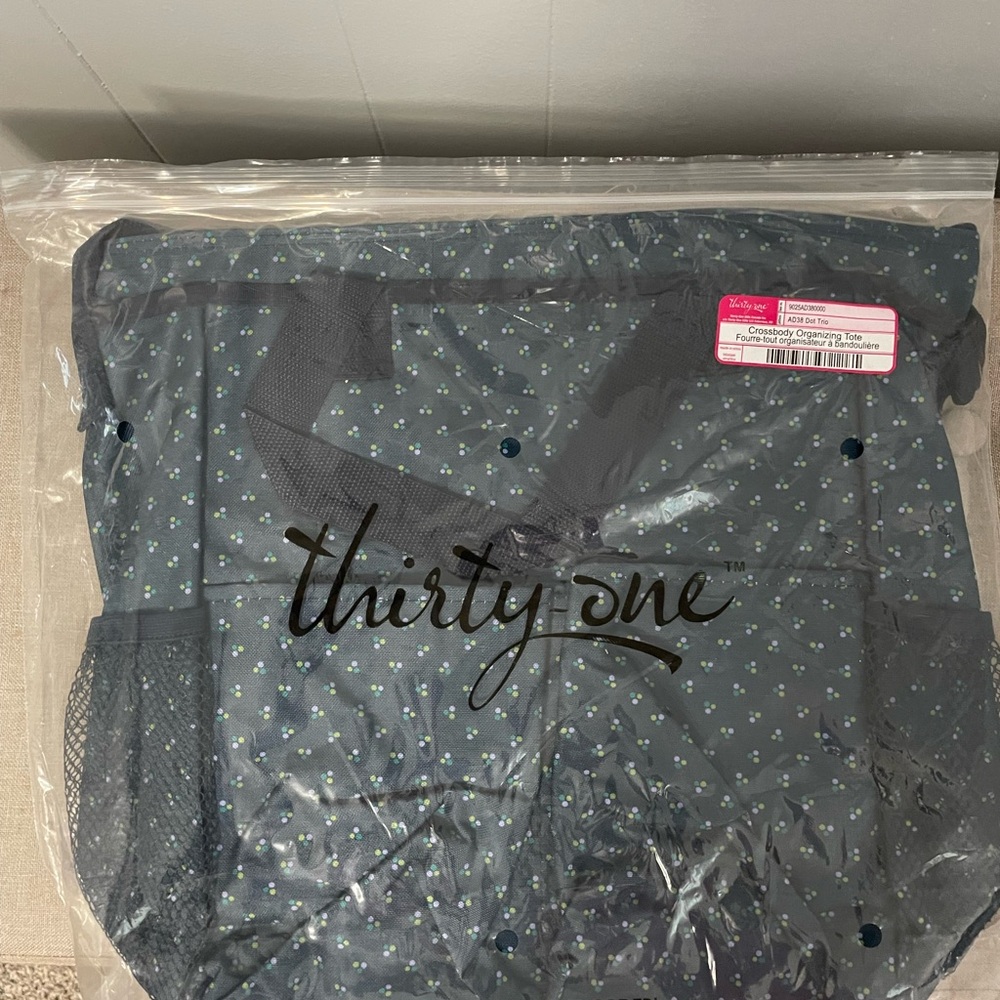 Thirty-One Navy Dot Trio Crossbody Tote